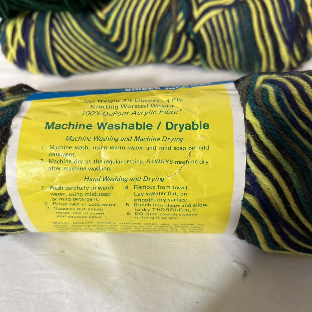 Vintage Mac-Knit Plaid-Knit Ombre Yarn Green Yellow + Big Twist Mixed Lot 42