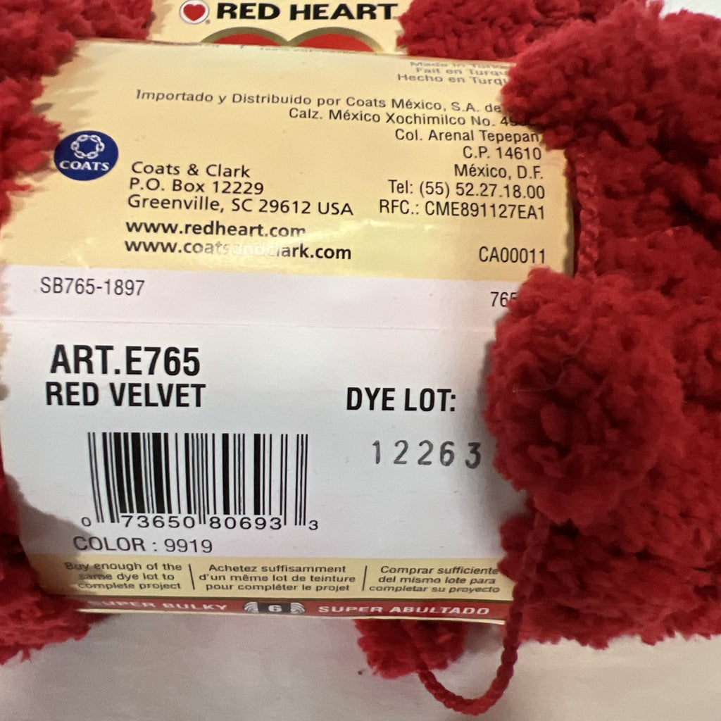Red Heart Pomp-a-Doodle Yarn Red Super Bulky 6 Pom Pom 54 Yds Lot of 24