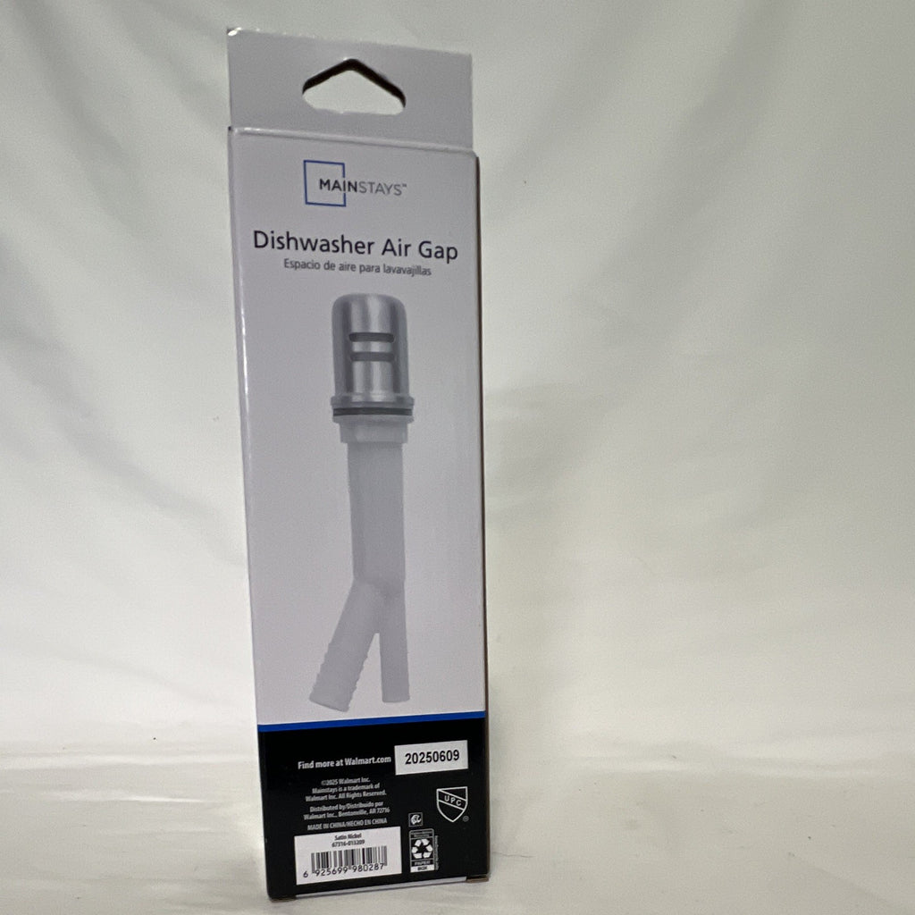 Mainstays Dishwasher Air Gap Satin Nickel 5/8" x 7/8" Kitchen Sink NEW1