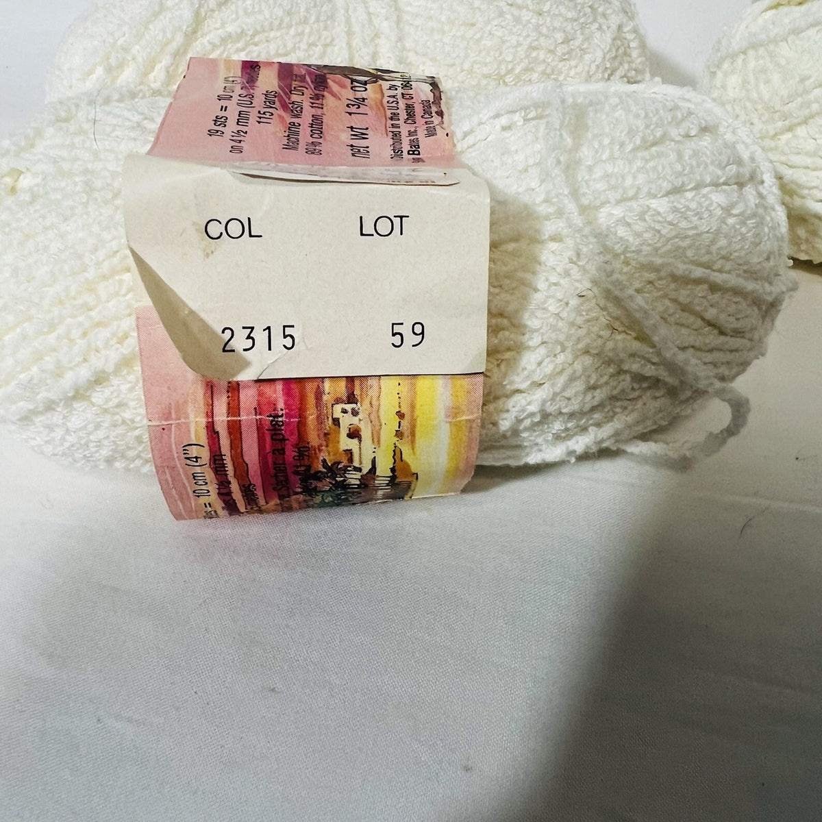 Vintage Patons Cotton Sahara Yarn Cream Off White Color 2315 Lot 59 Lot of 31