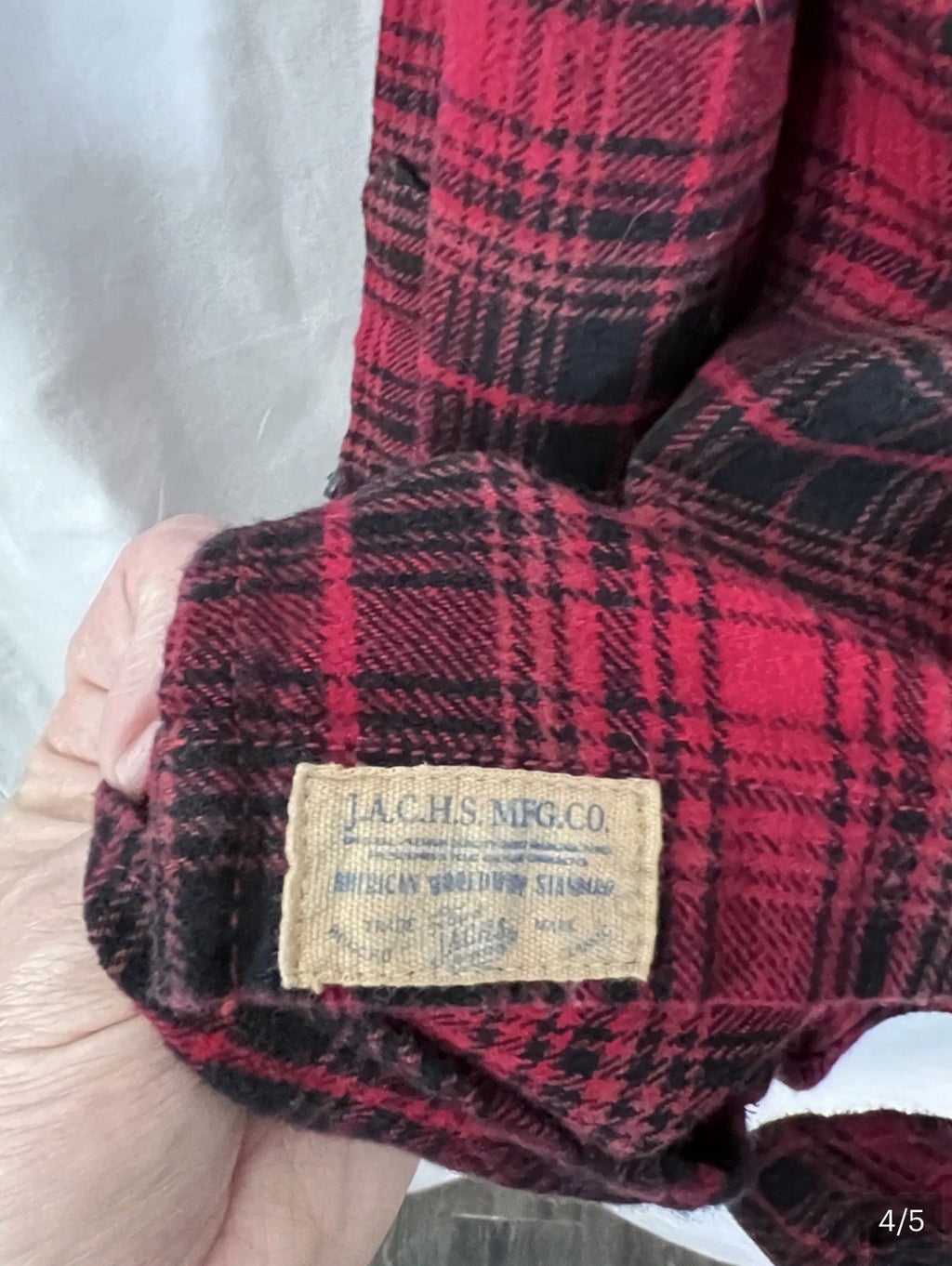 Jachs Men's Flannel Shirt Medium Red Black Buffalo Plaid 100% Cotton Button Up3
