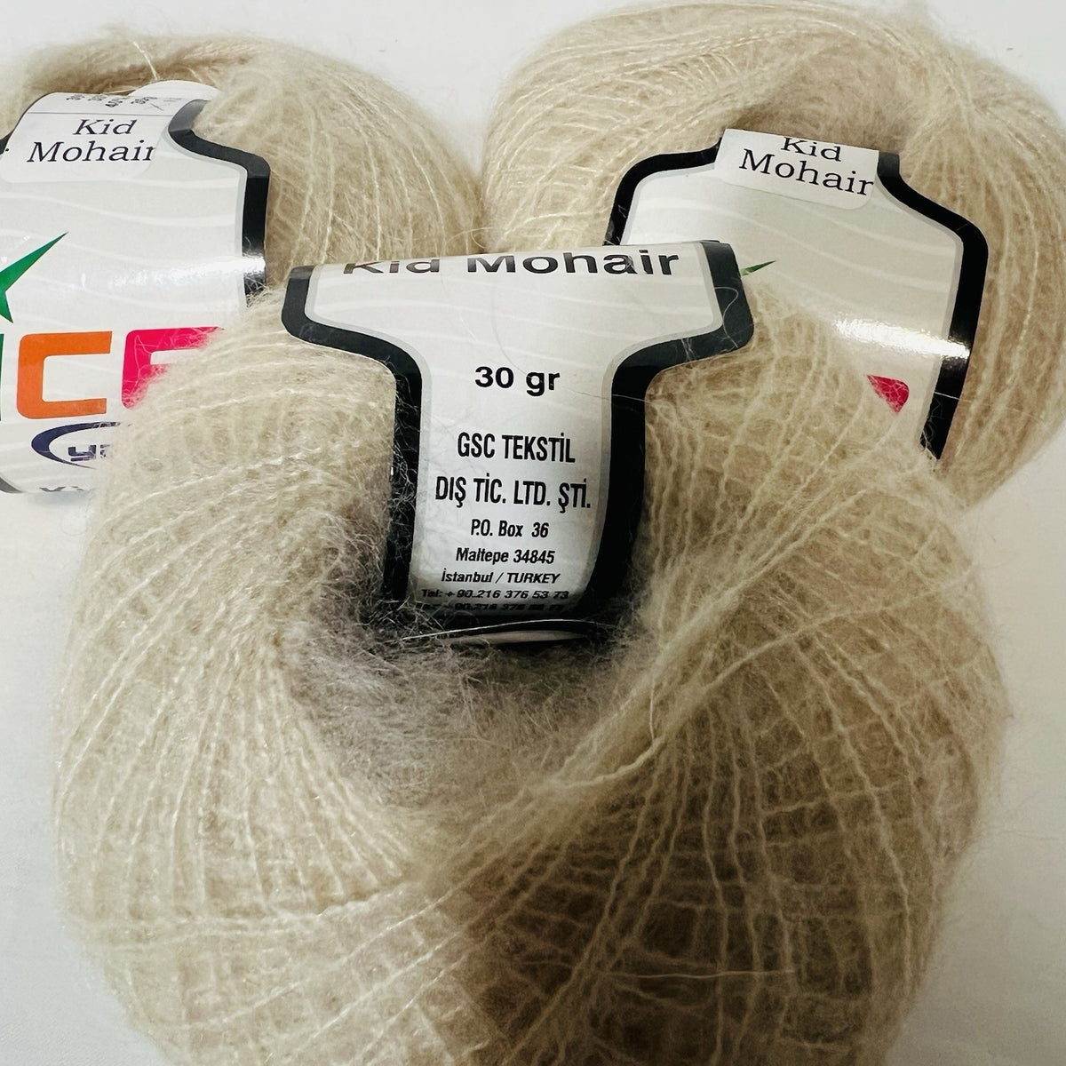 ICE Yarns Kid Mohair Yarn Beige Taupe Cream Fuzzy Mohair Blend Lot of 31