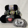 Yarn Lot 4 Bernat Lion Brand Red Heart Ice Yarns Black Gray Mixed Texture0