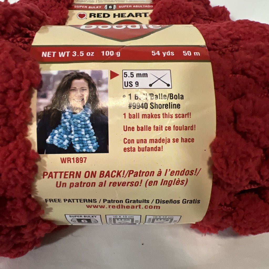 Red Heart Pomp-a-Doodle Yarn Red Super Bulky 6 Pom Pom 54 Yds Lot of 21