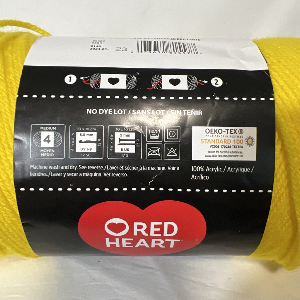Red Heart Super Saver Jumbo Yarn Bright Yellow 324 14 oz 744 Yds New1