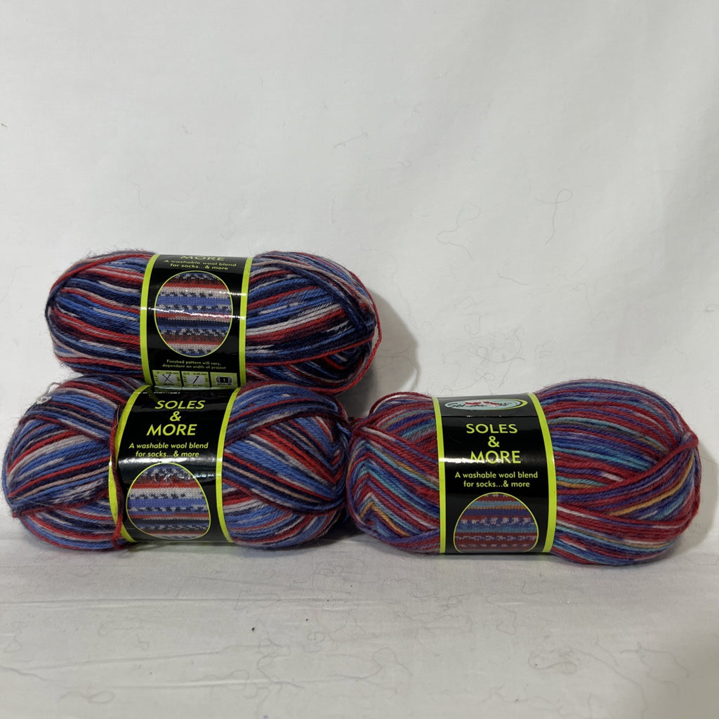 Soles & More Sock Yarn Lot 3 Self Striping Wool Blend Colors 1811 18140