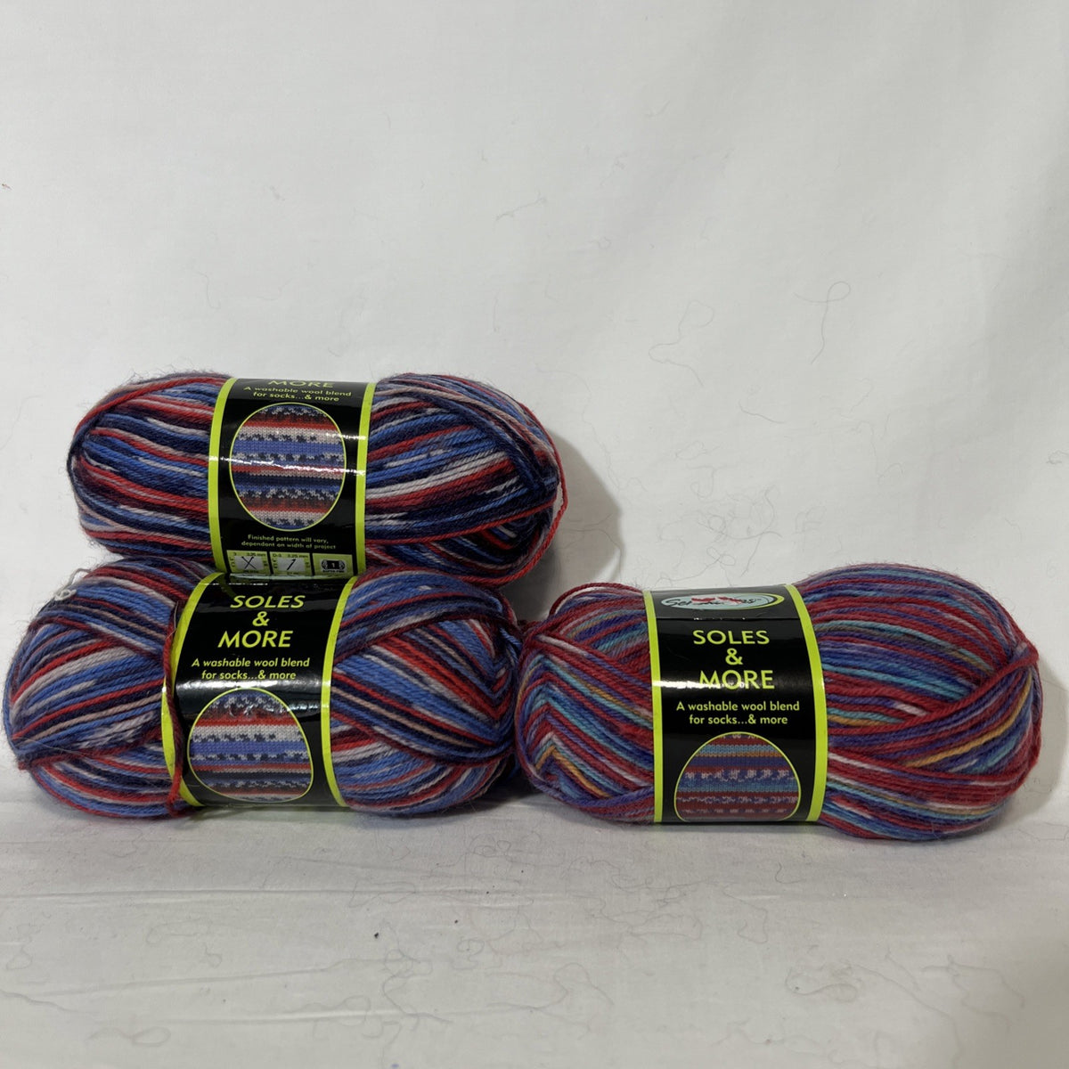 Soles & More Sock Yarn Lot 3 Self Striping Wool Blend Colors 1811 18140