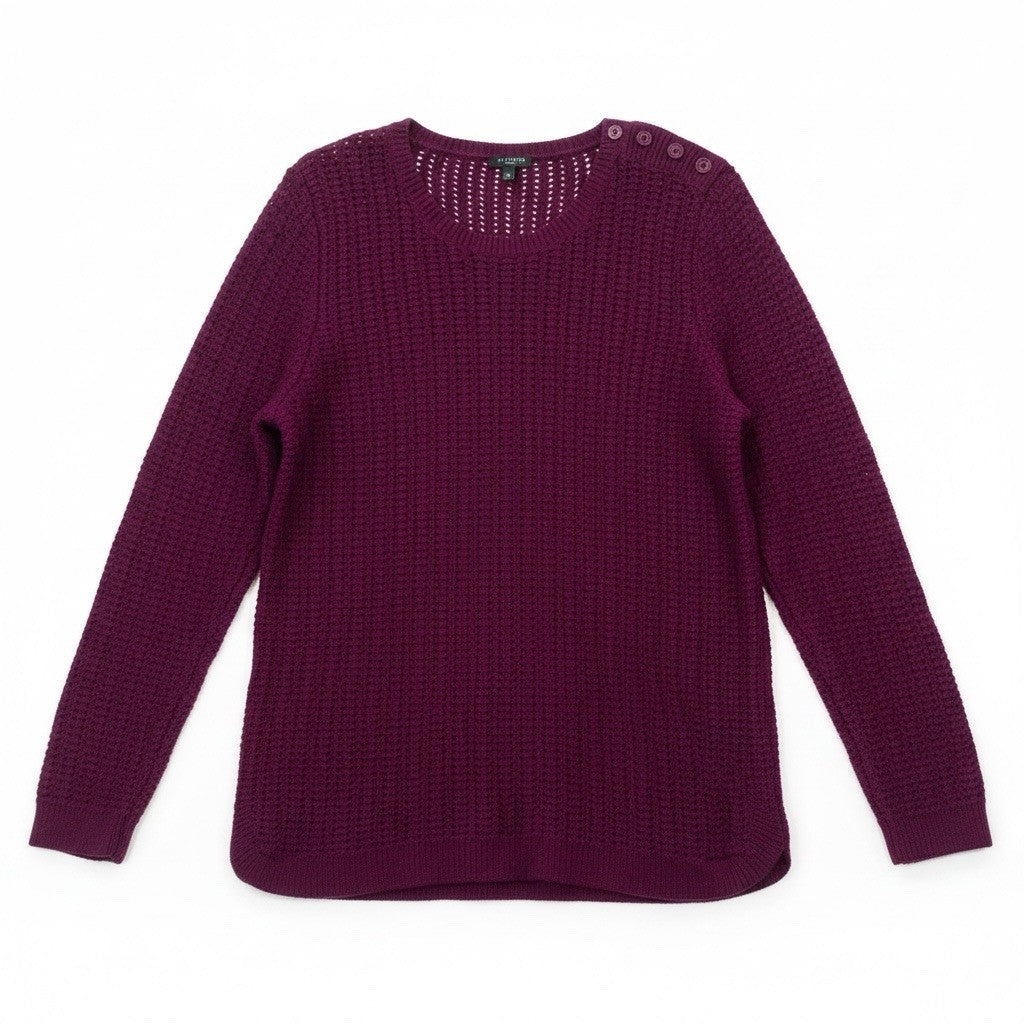 Talbots Woman 1X Plum Purple Textured Knit Sweater Button Shoulder Plus Size1