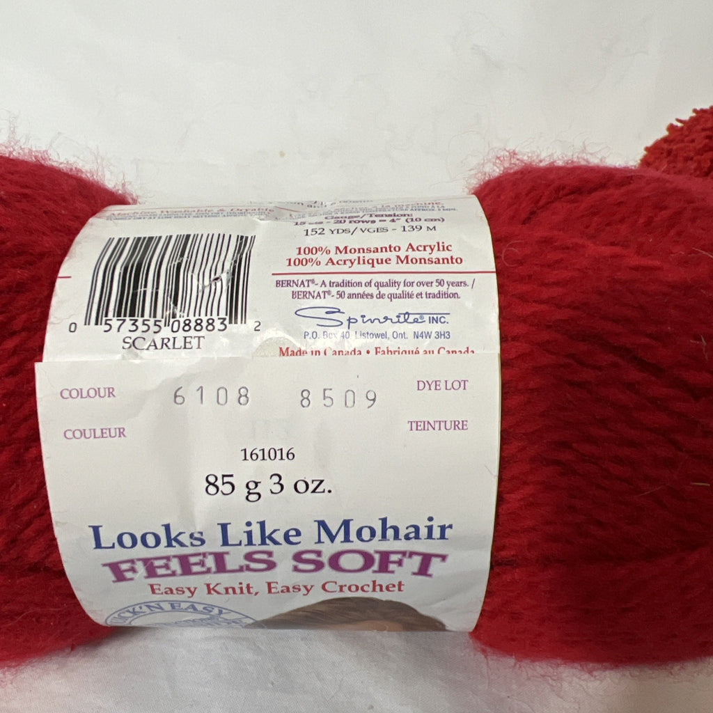 Vintage Bernat Caress Red Mohair Look Acrylic Yarn + Ice Yarns Red Lot1