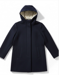 J.Crew Italian Wool Hooded Coat Women 2P Petite Navy Blue Winter Jacket0