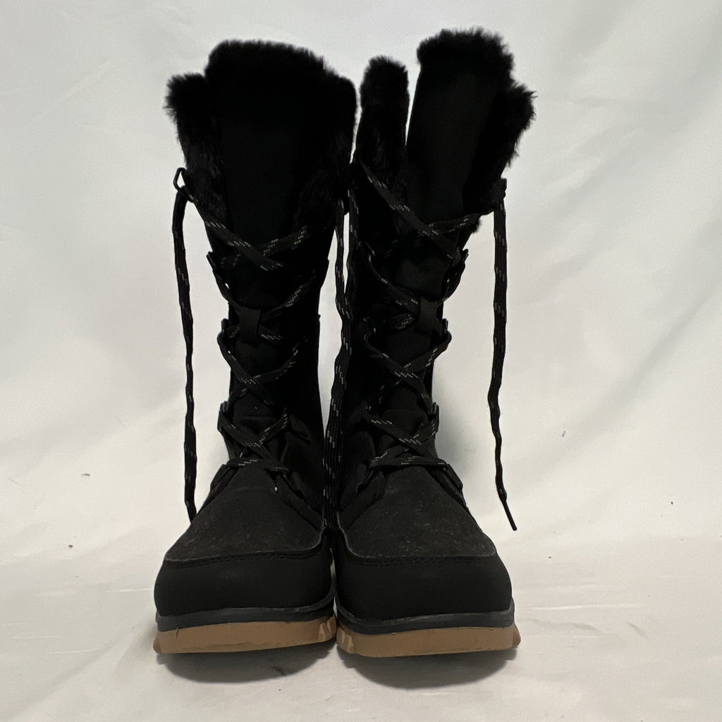 Universal Thread Goods Black Lace-Up Faux Fur Lined Mid-Calf Winter Boots Size 70