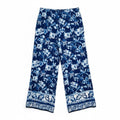 LOFT Pants Women XL Blue White Tropical Print Wide Leg Pull On Palazzo 27"0