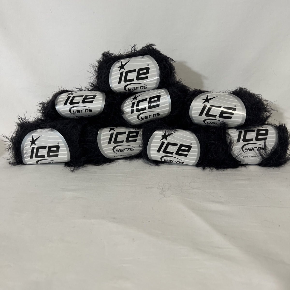 ICE Yarns Long Eyelash Fur Yarn Black Faux Fur Novelty Yarn Lot of 8 Skeins0