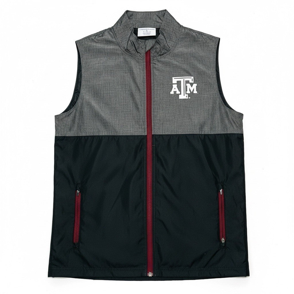 Champion Texas A&M Aggies Vest Men's Small Gray Black Full Zip NCAA TAMU0