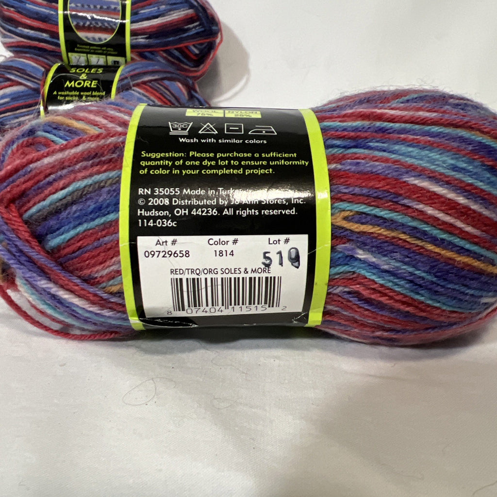 Soles & More Sock Yarn Lot 3 Self Striping Wool Blend Colors 1811 18141