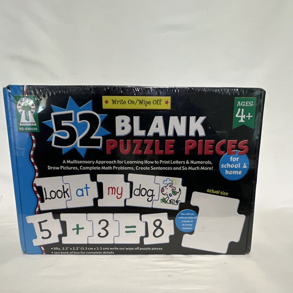 Key Education 52 Blank Puzzle Pieces Write-On/Wipe-Off Puzzle Ages 4+ KE-8460390