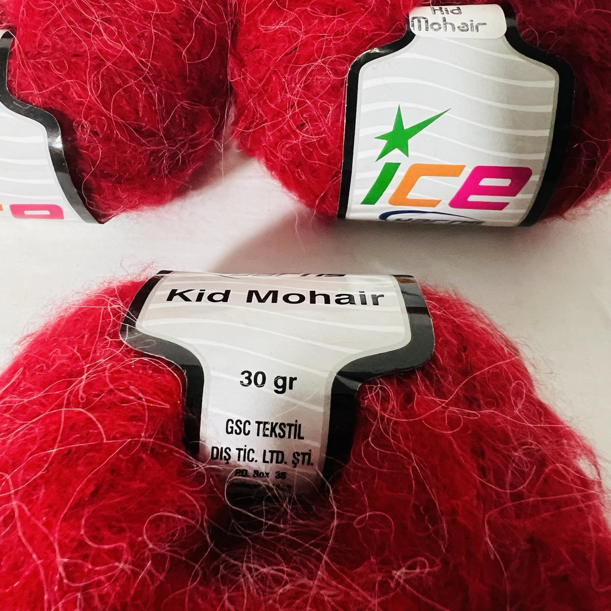 ICE Yarns Kid Mohair Yarn Deep Red Burgundy Fuzzy Luxury Yarn Lot of 3 Skeins1