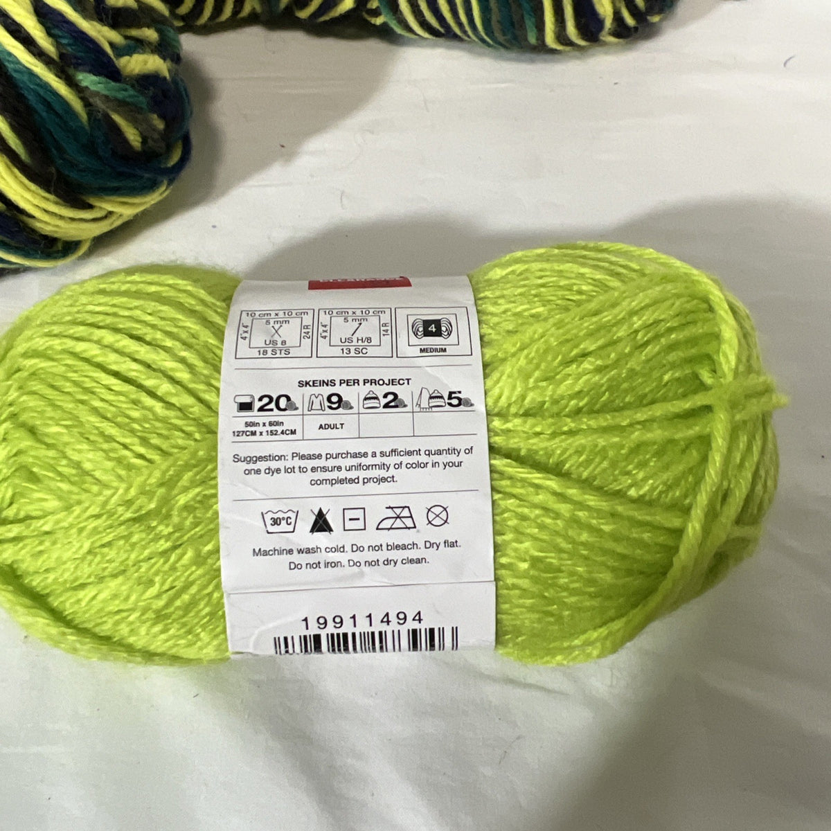 Vintage Mac-Knit Plaid-Knit Ombre Yarn Green Yellow + Big Twist Mixed Lot 44