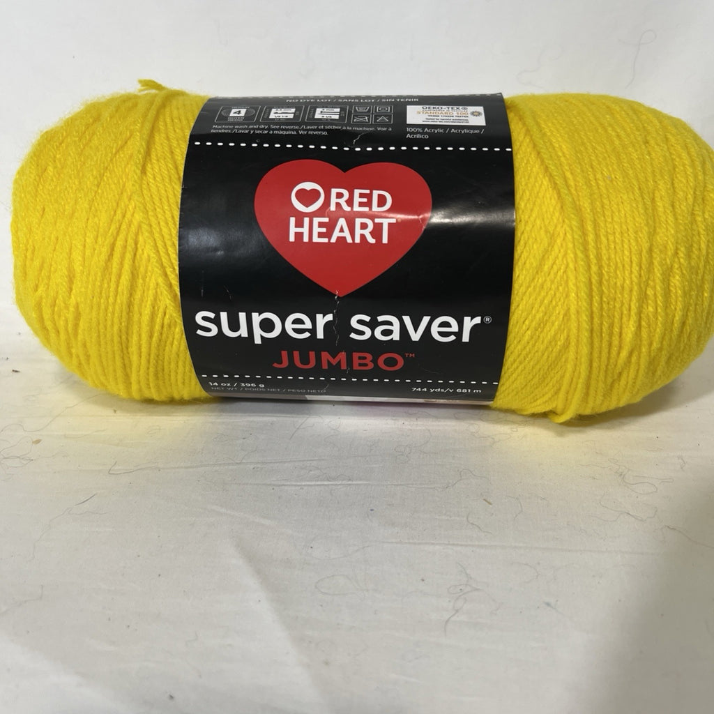 Red Heart Super Saver Jumbo Yarn Bright Yellow 324 14 oz 744 Yds New0