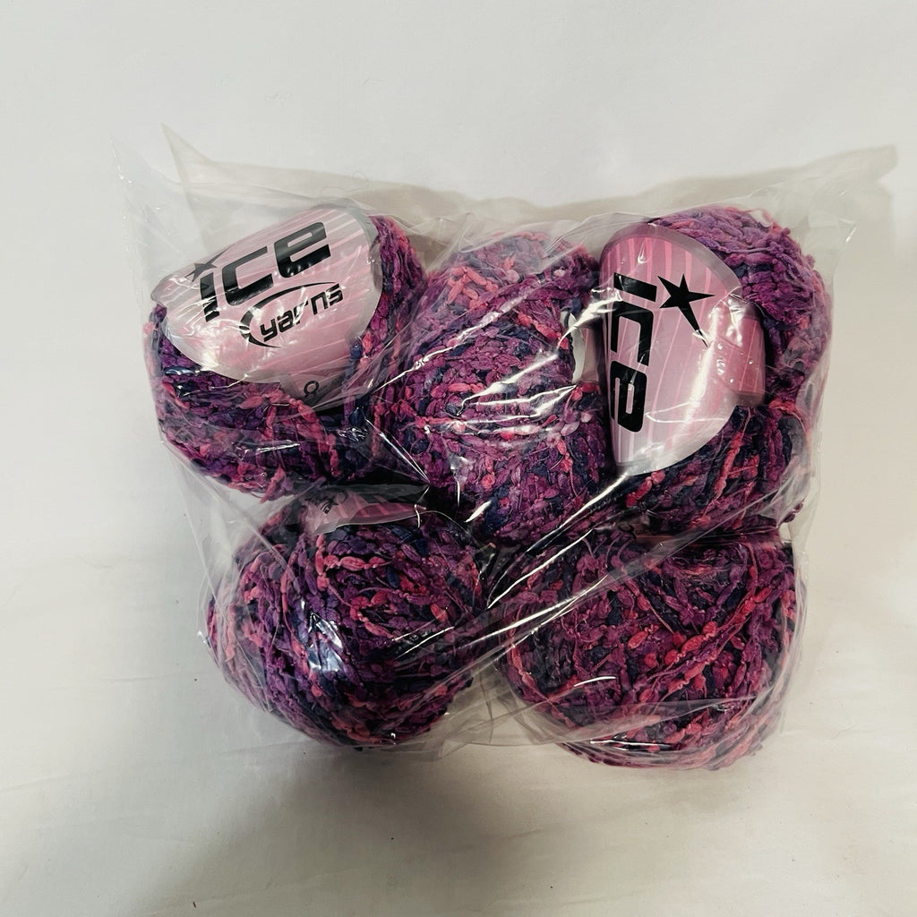 ICE Yarns Textured Novelty Yarn Magenta Purple Navy Variegated Lot of 5 Skeins0