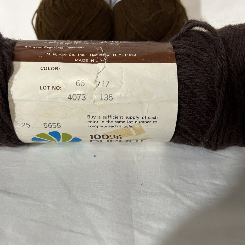 Vintage Brown Yarn Lot Filati Cervinia Tollegno Wool & DuPont Orlon Worsted1