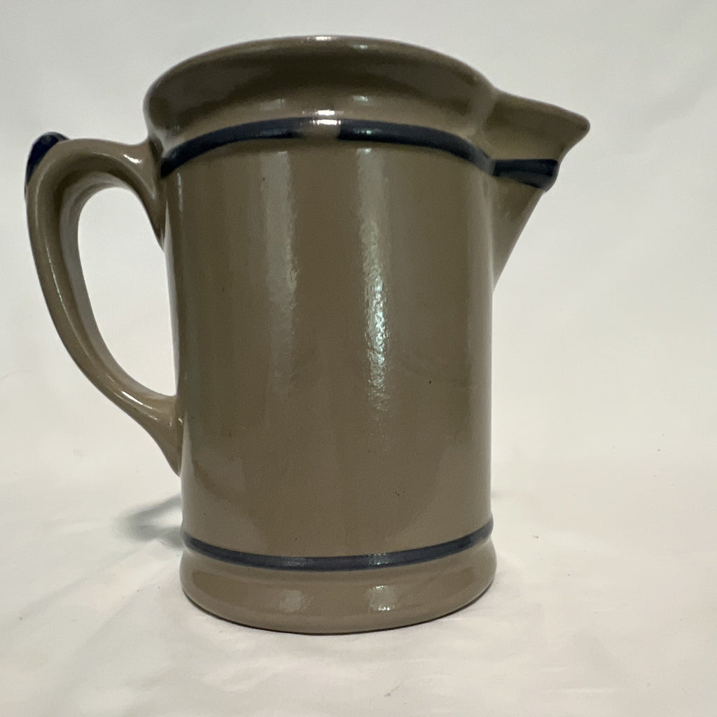 Gray & Blue Ceramic Creamer 8 oz Folk Art Hand Painted Incised Backstamp2