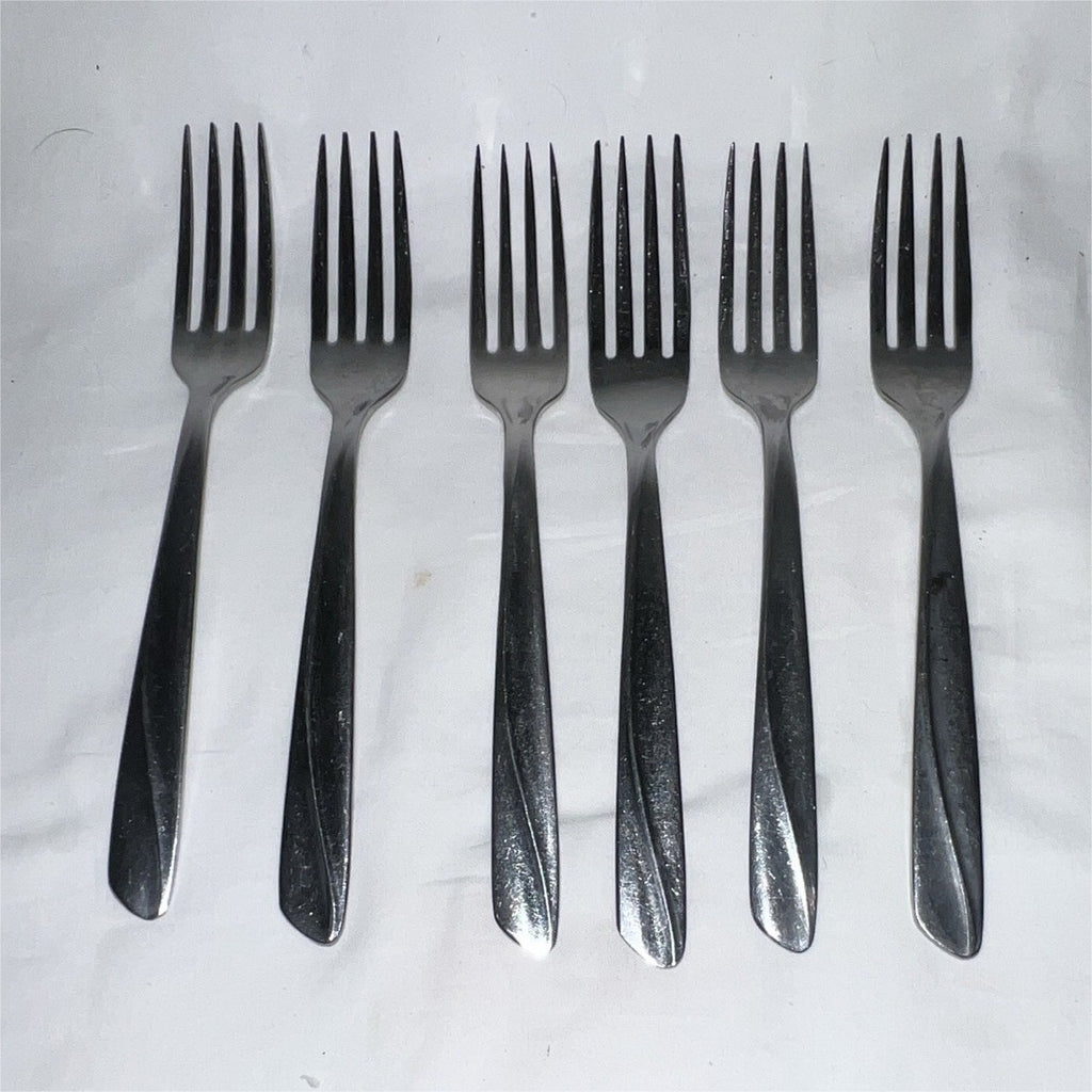 INSICO Stainless Steel Fork, Lot of 6 Silver, Solid Handle0