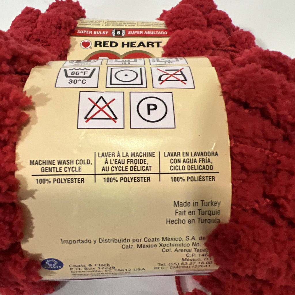 Red Heart Pomp-a-Doodle Yarn Red Super Bulky 6 Pom Pom 54 Yds Lot of 23