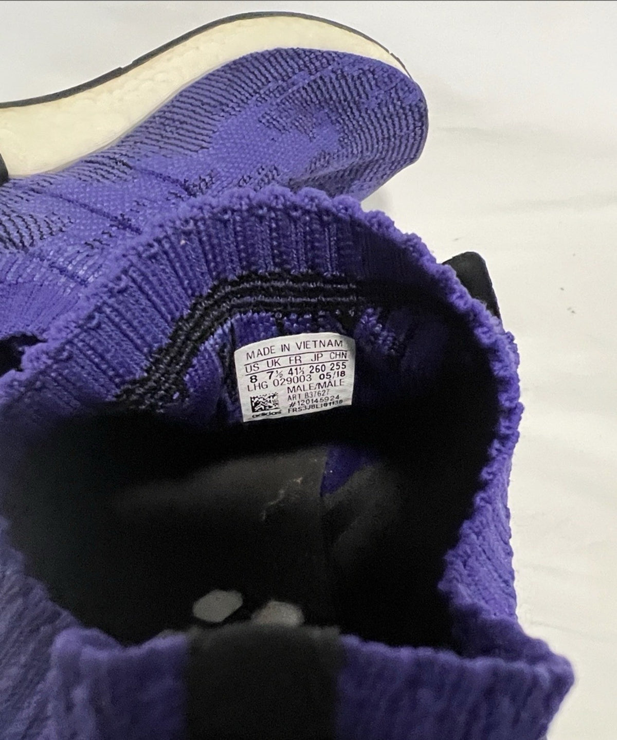adidas NMD R1 Primeknit Men's 8 Purple Black Boost Sneakers B376243