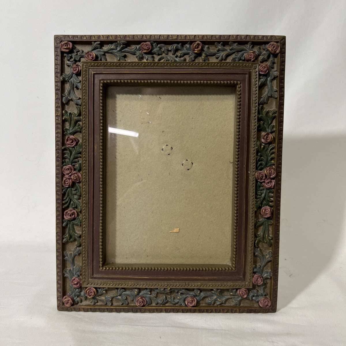Ornate Victorian Style Rose Floral 5x7 Picture Frame Easel Wall Hanging0