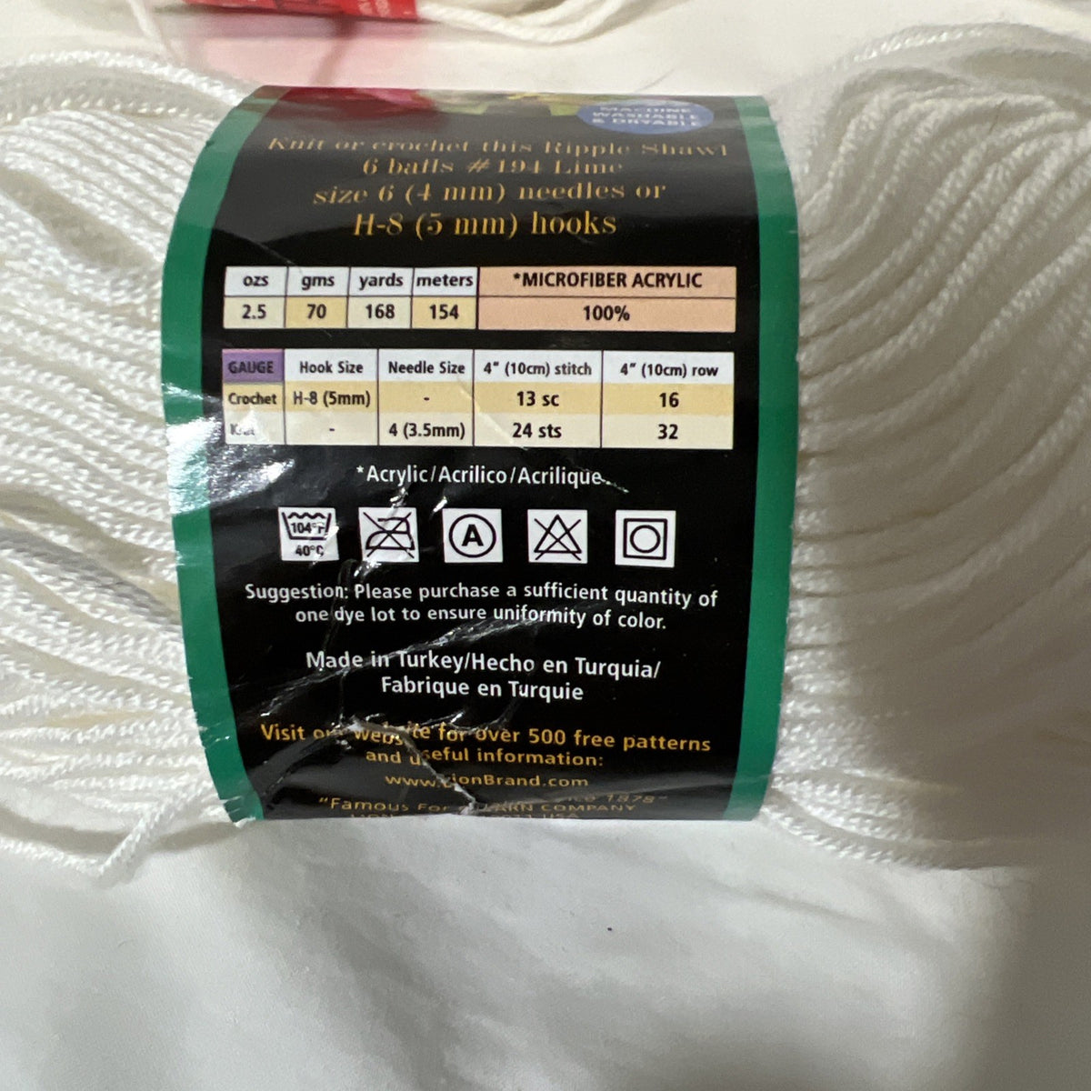 Vintage White Yarn Lot Sayelle Tina California Lion Brand Microspun Acrylic2
