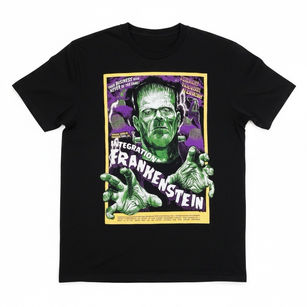 Zoho Integration Frankenstein T Shirt Large Black Monster Graphic Corporate Tech0