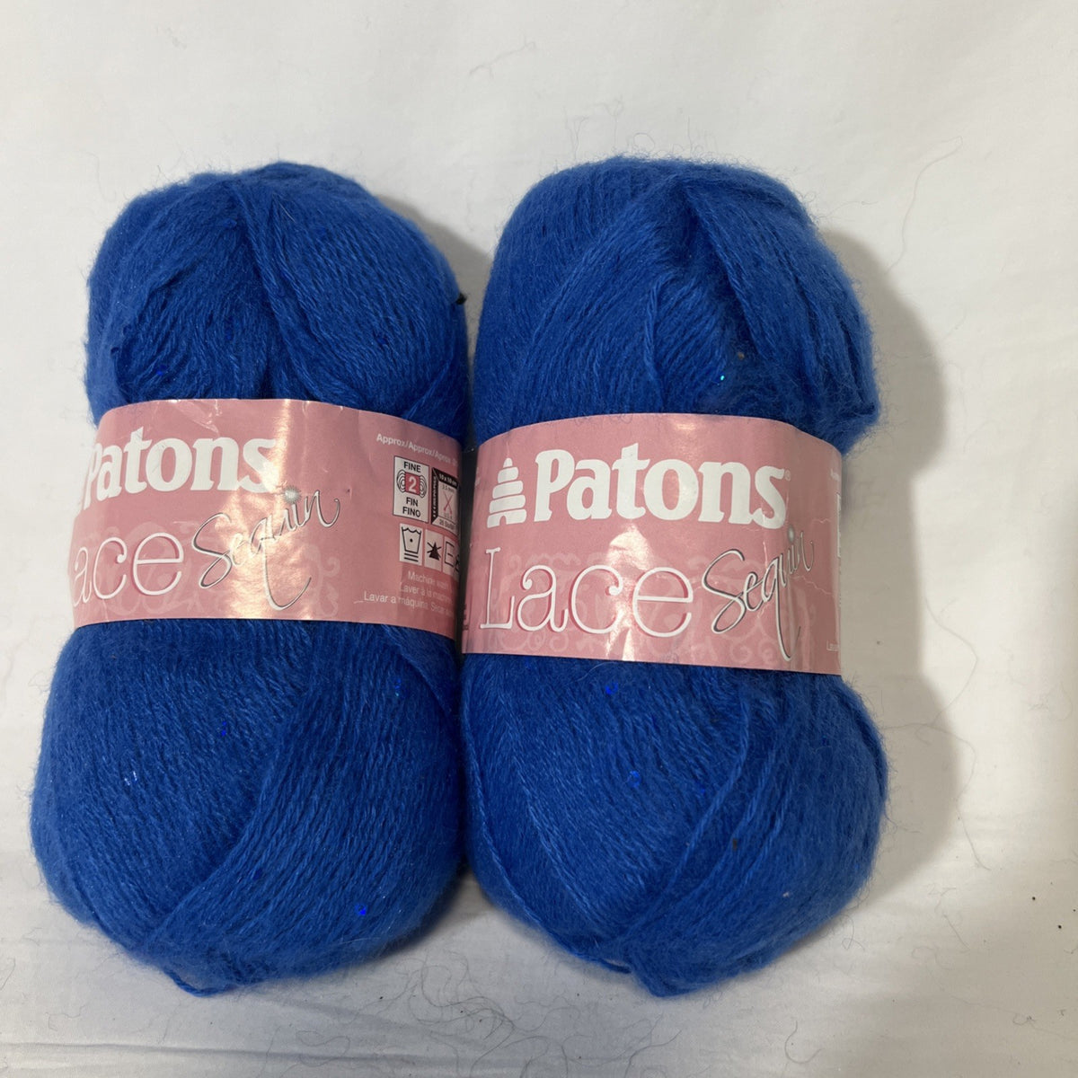 Patons Lace Sequin Yarn Sapphire Blue 2 Skeins 50g Fine 2 Discontinued0
