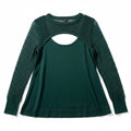 Torrid Size 1 Dark Green Mesh Knit Cutout Long Sleeve Top0