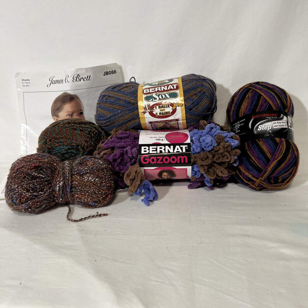 Bernat Sox Gazoom Austermann Step Yarn Mixed Lot + James C Brett Pattern0