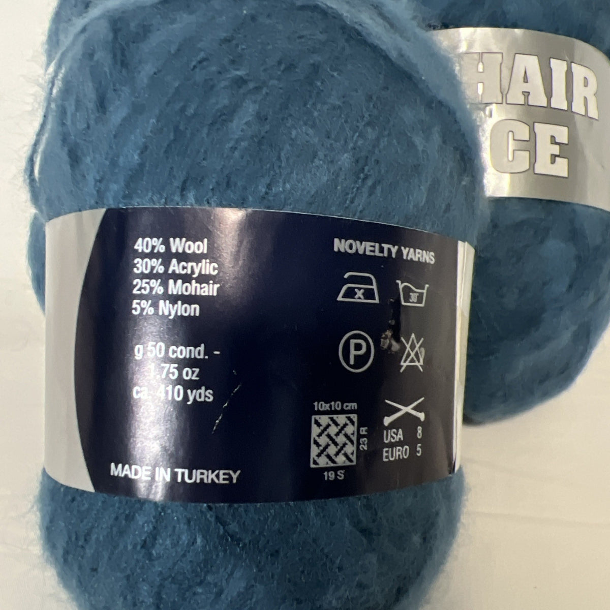 Filati Europa Mohair Lace Yarn Peacock Blue Teal Fuzzy Turkey Lot of 3 Skeins1
