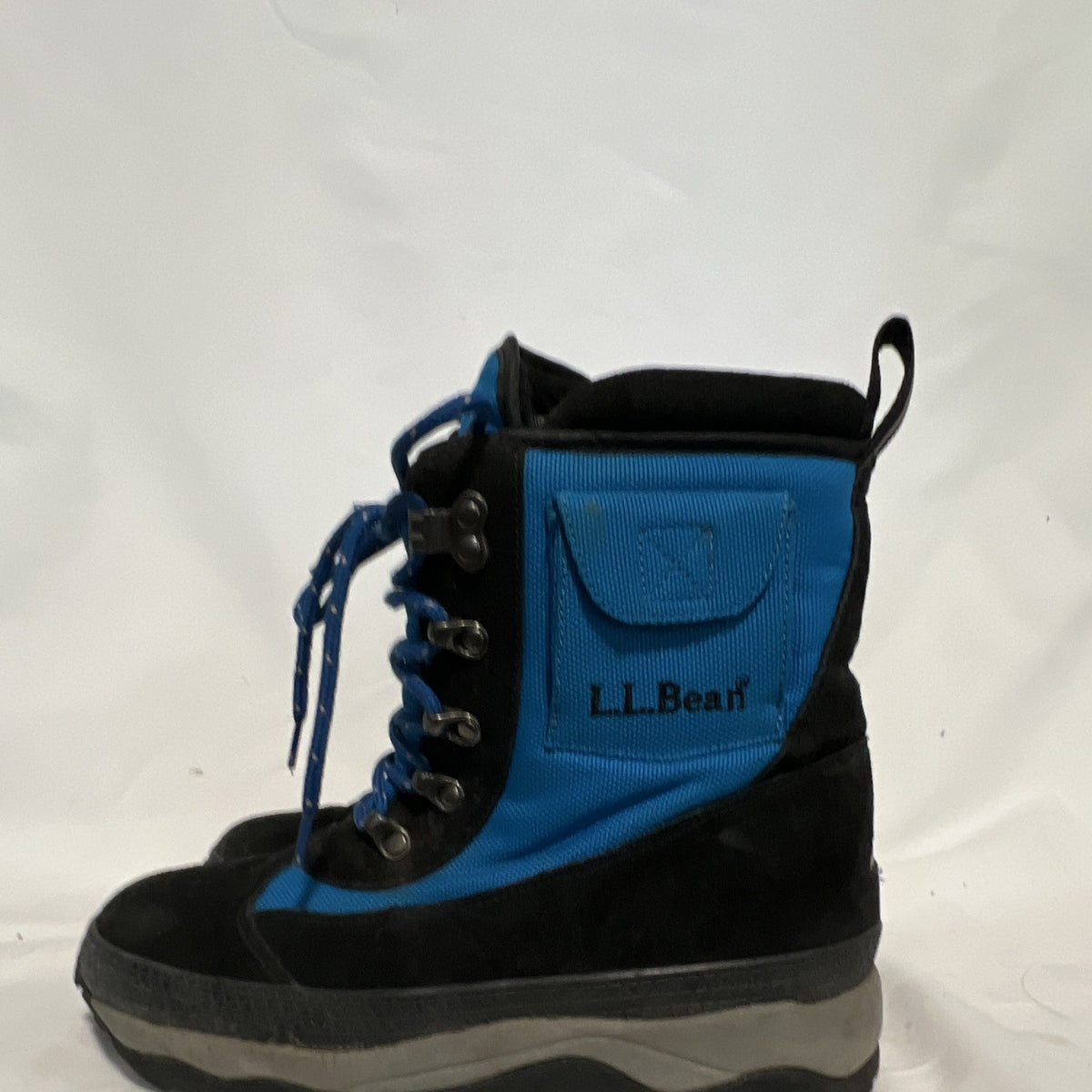 L.L.Bean Kids winter Lace Up Snow Boots Size 6 Blue/Black w/Key Pocket2