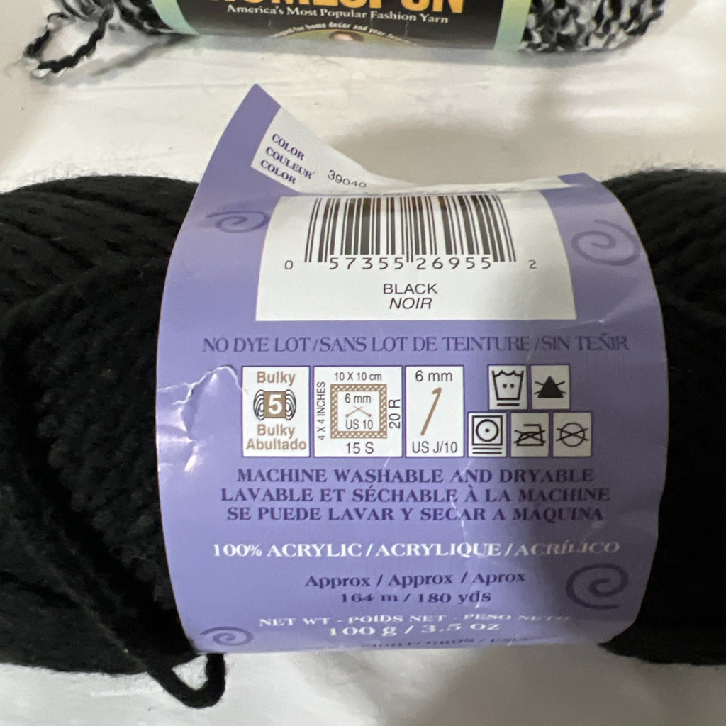 Yarn Lot 4 Bernat Lion Brand Red Heart Ice Yarns Black Gray Mixed Texture4