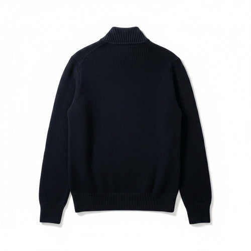 Banana Republic Mens Large Navy Mock Neck Cardigan Sweater Button Front Pockets1