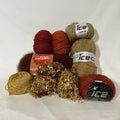 Mixed Yarn Lot 9 Red Heart Ice Kollage Luscious Rust Brown Gold Novelty Yarn0