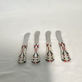 Bombay Company Cheese Spreaders Set of 4 Silver Red Black Geometric Enamel0