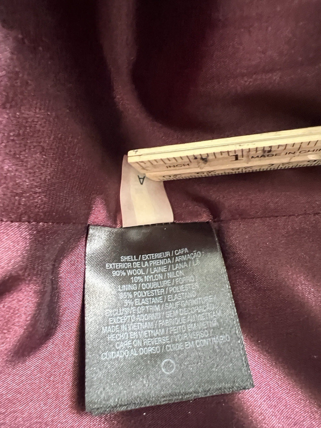 Elie Tahari Women's XS Burgundy Wool Blend Coat Ruffle Collar Button Front4