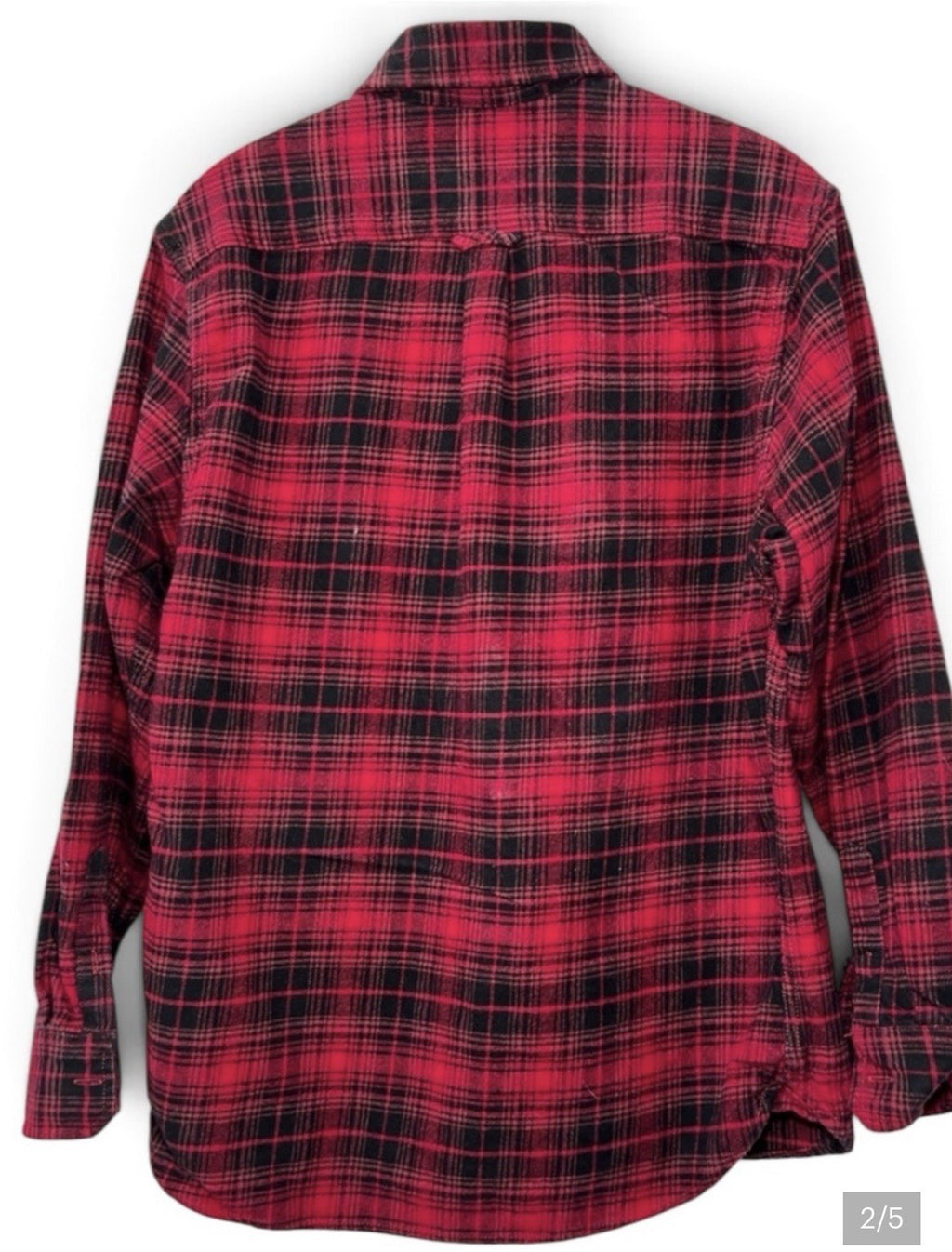Jachs Men's Flannel Shirt Medium Red Black Buffalo Plaid 100% Cotton Button Up1