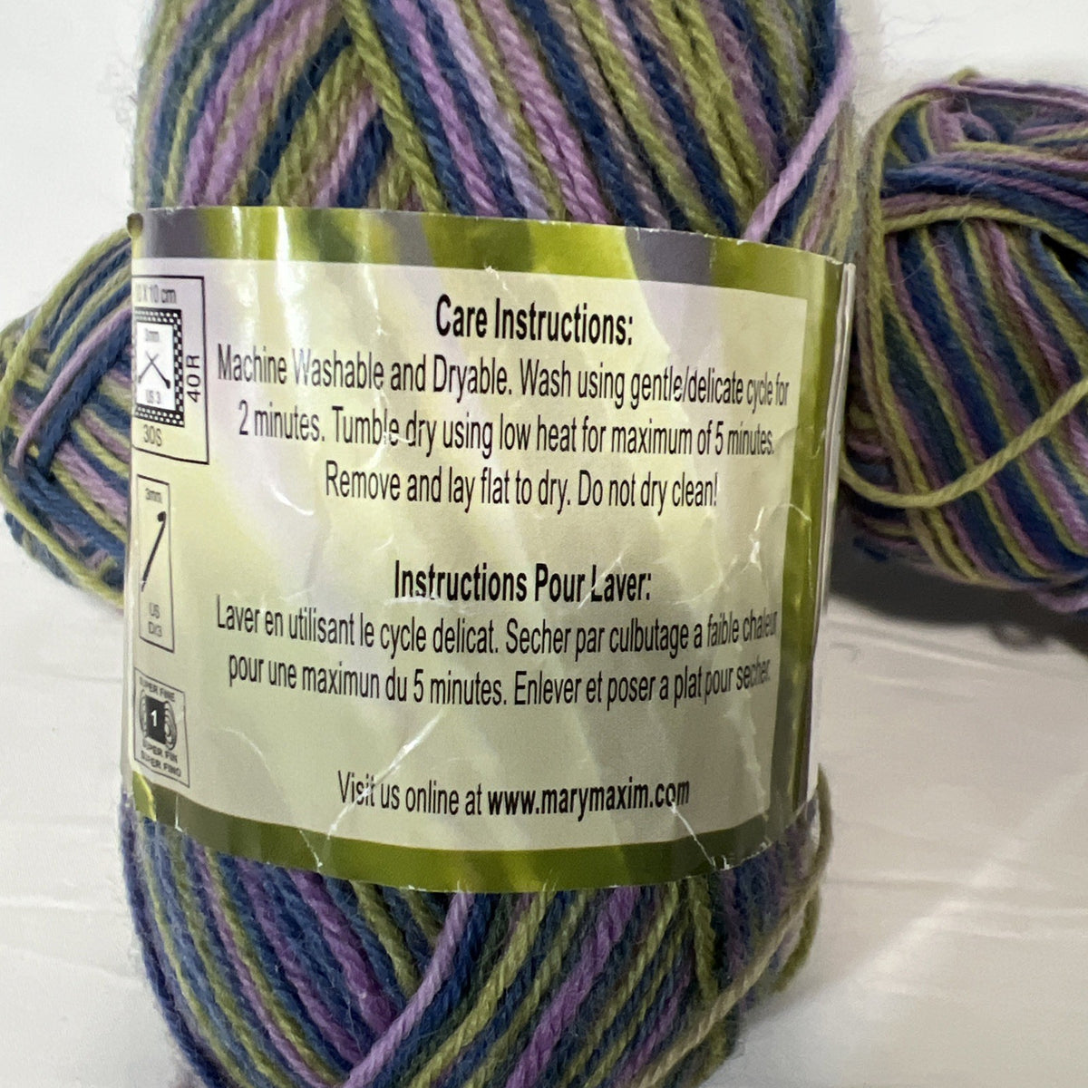 Mary Maxim Aloe Sock Yarn Purple Blue Green 2 Full Skeins + 2 Partial Wool Nylon3