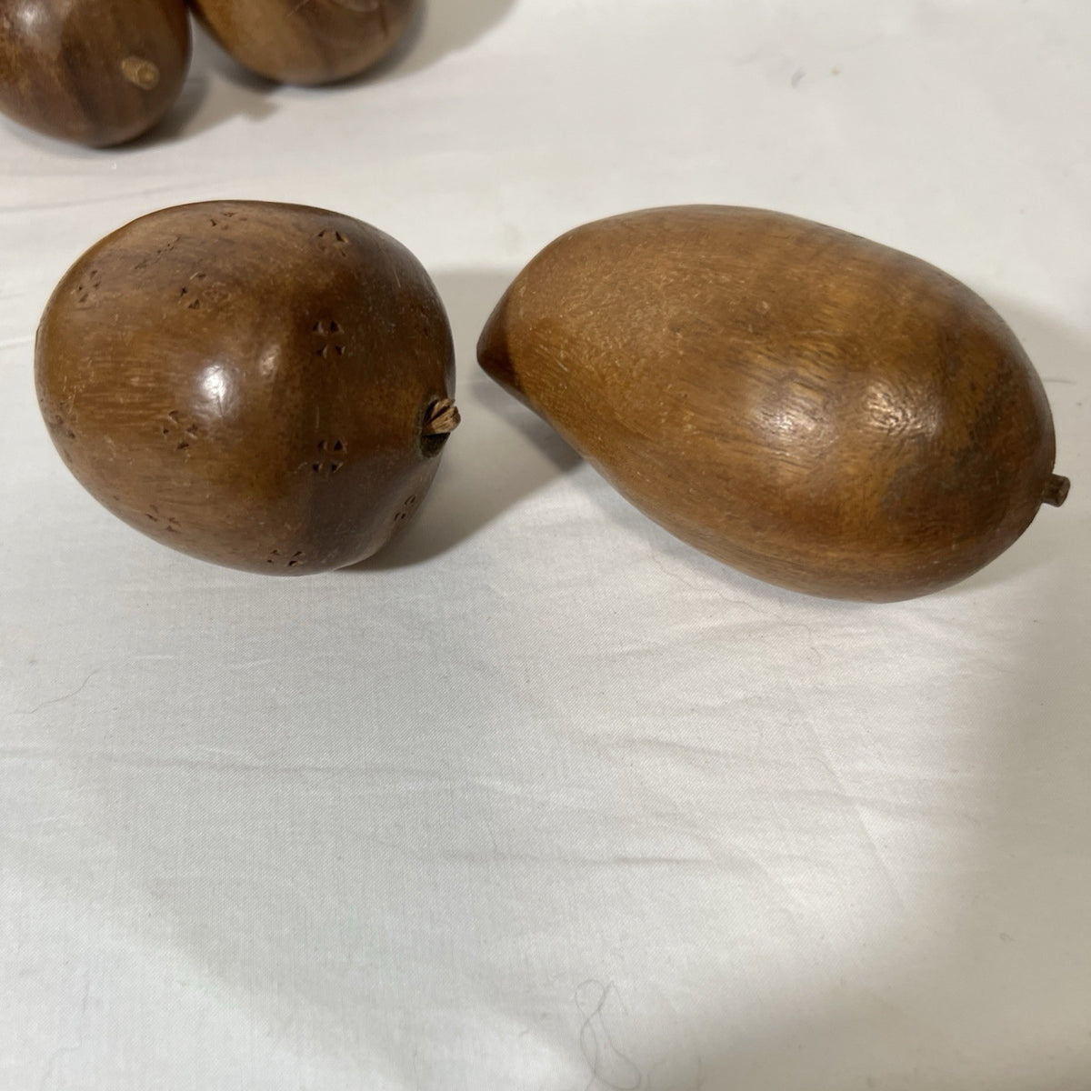Vintage Wood Fruit Set 21 Pc Bowl Grapes Banana Pear Apple Retro Kitchen Decor2