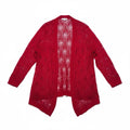 CJ Banks Cardigan Women 3X Red Crochet Open Knit Long Sleeve Plus Size USA0