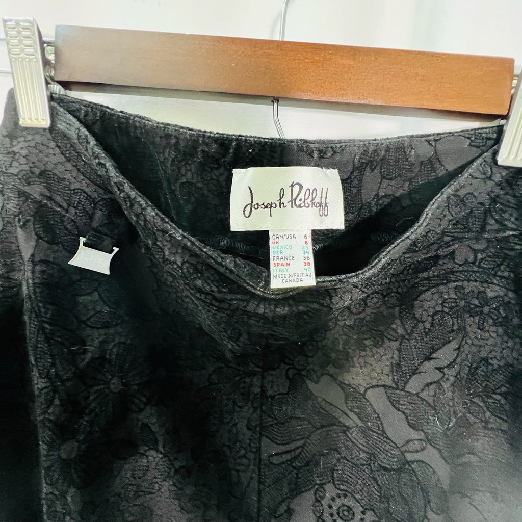 Joseph Ribkoff Womens 6 Black Floral Brocade Jacquard Pants Made Canada2