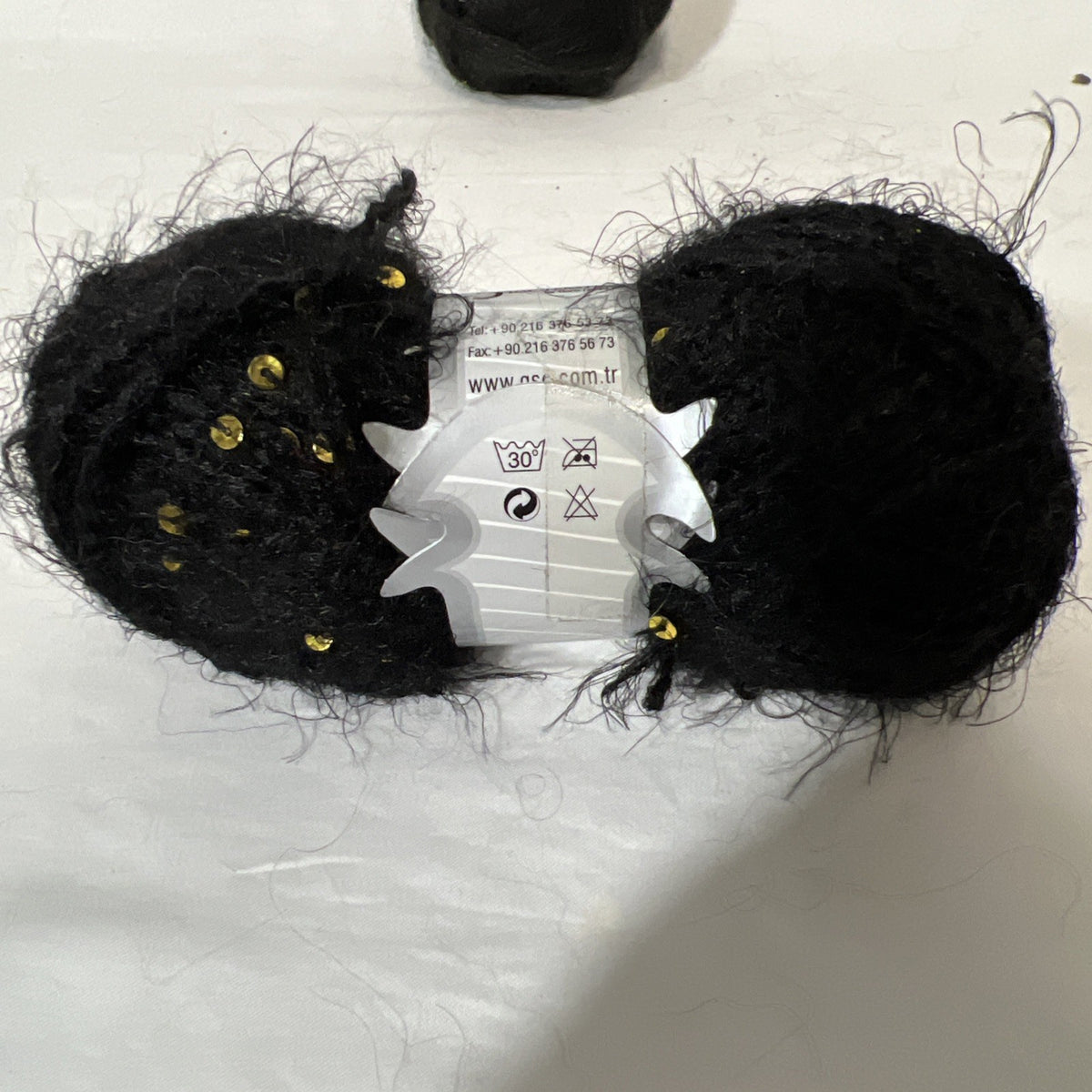 Ice Yarns Black Mohair Blend Yarn Lot 2 Gold Sequin Fuzzy Novelty Craft Yarn1