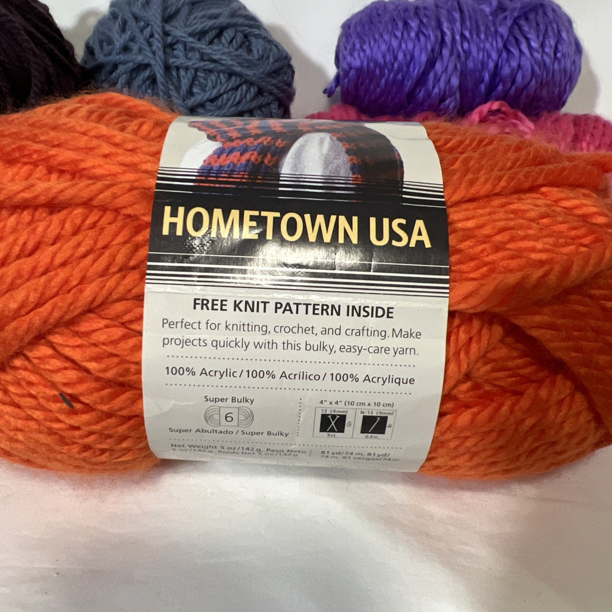 Lion Brand Hometown USA Orange + Assorted Chunky Yarn Mixed Color Lot of 51