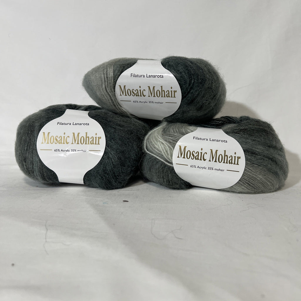 Filatura Lanarota Mosaic Mohair Ombre Yarn Gray 35% Mohair Lot of 3 Skeins0